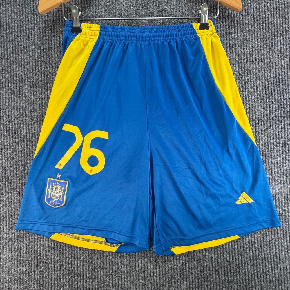 Adidas Spain National Team Soccer Shorts Men’s L Blue Yellow #76 RFEF